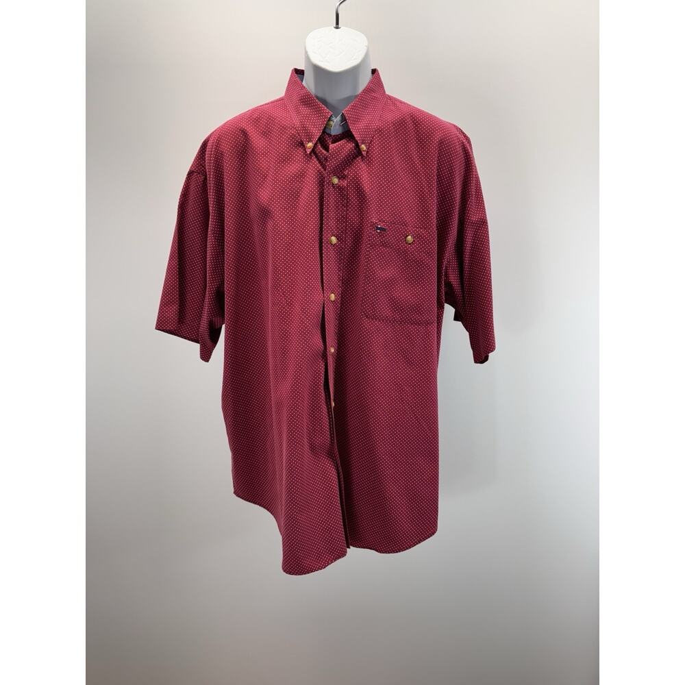 BB CLASSICS Men’s Shirt Sz XL Maroon Shortsleeve Polka Dot
